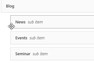 Submenu creation by wordpress drag drop feature