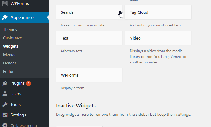 Widgets-Wpforrm-Page