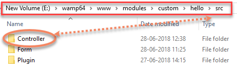 Custom hello world module folder structure