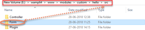 Create custom form folder inside custom module directory