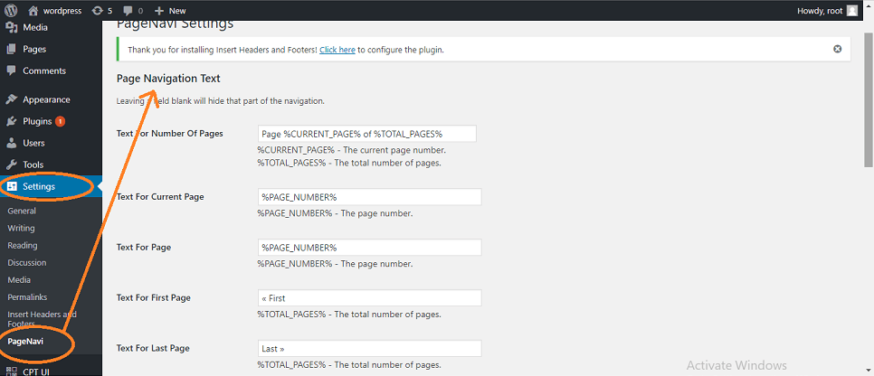 Pagenavi wordpress plugin for numeric pagination