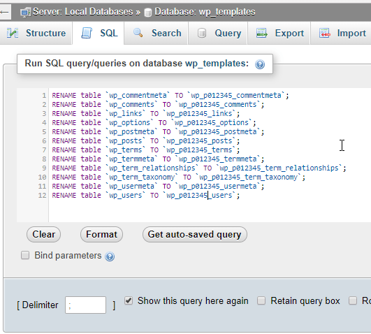 Change wordpress database table prefix