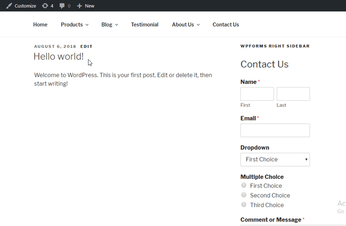 Wpforms-Right-Sidebar-Website-Show-Page