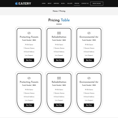 Snack bars and cafes table booking pricing page