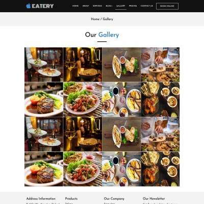 Restaurant fast food items gallery page with big image in lightbox