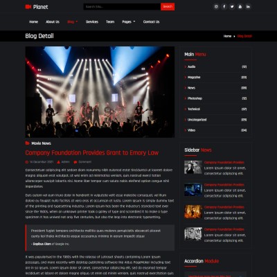 Film blog details page web design