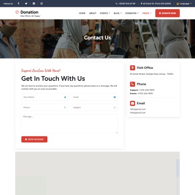 Responsive contact us page for donation reciever company