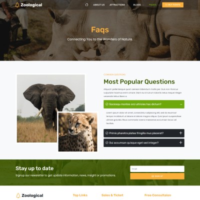 Zoo FAQ page with common visitor questions and answers