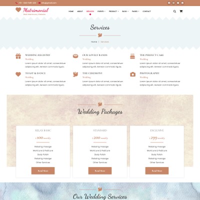 Indian matrimonial services page html design