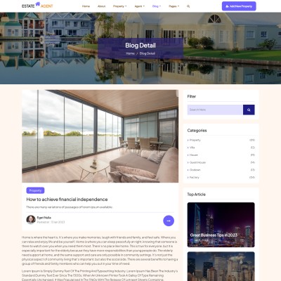 Real estate agents blogs details website template page