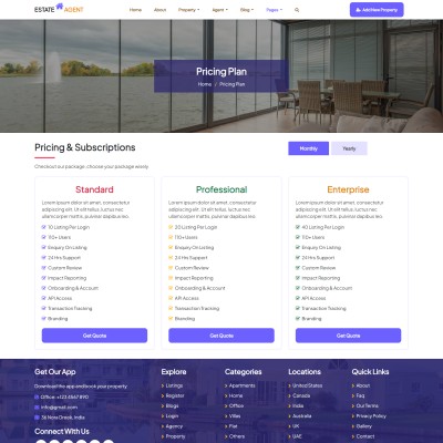 Property agents subscription plans page bootstrap 5