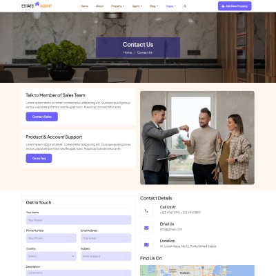 Realtors contactus page html website template