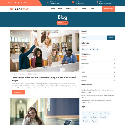 College education blog html bootstrap5