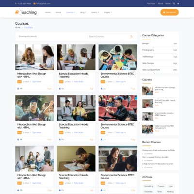 Teaching courses web html