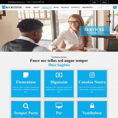 Recruiting company services page web design
