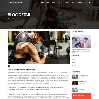 Fitness experts blog detail web template