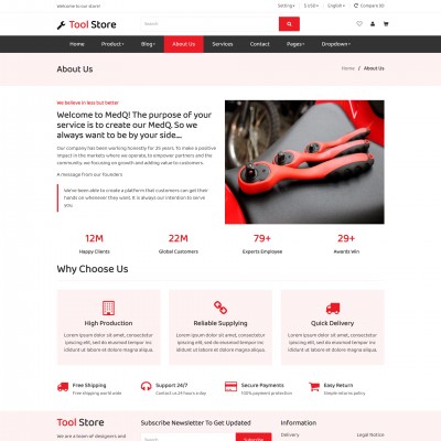 Bootstrap shopping cart about us page