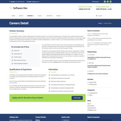 Web design company job details page html