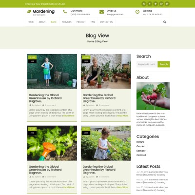 Gardening blogs and tips web template