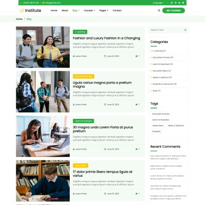 University blogs website template