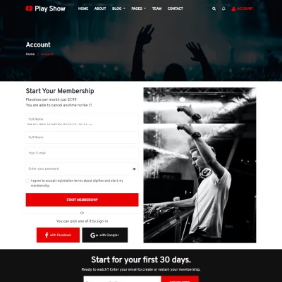 Movie shows member plans page web design