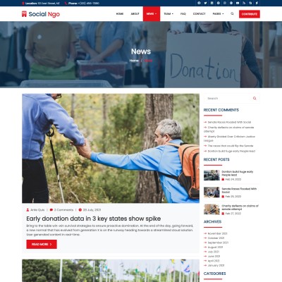 Ngo social help news listing page bootstrap 5