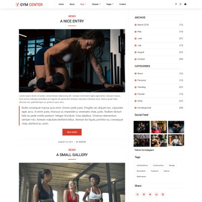 Full-body fitness blogs list css layout