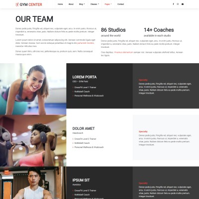 Group fitness instructors details responsive design