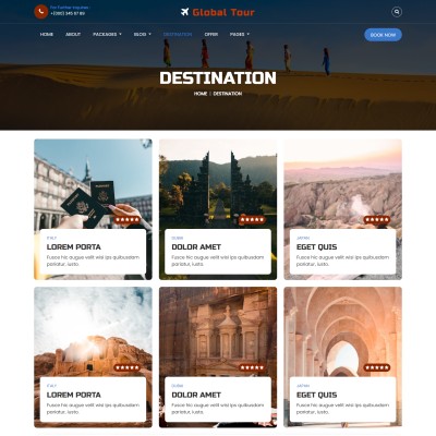 Best tourist places list page web design