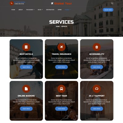 Travel agency services page html