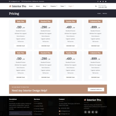 Interior designer plans page css3