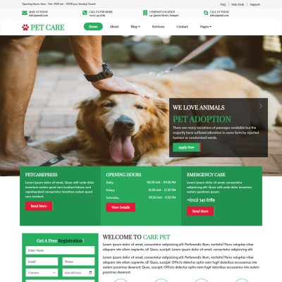 Pets website template free download