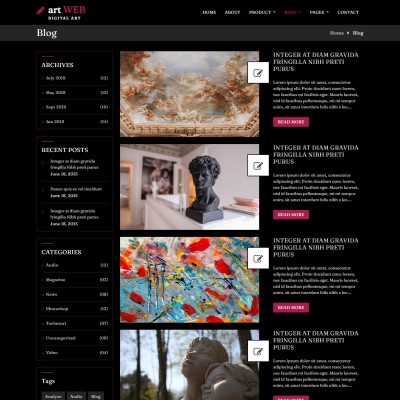 Art blogs listing responsive html