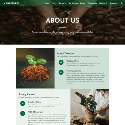 Gardener template about us web page