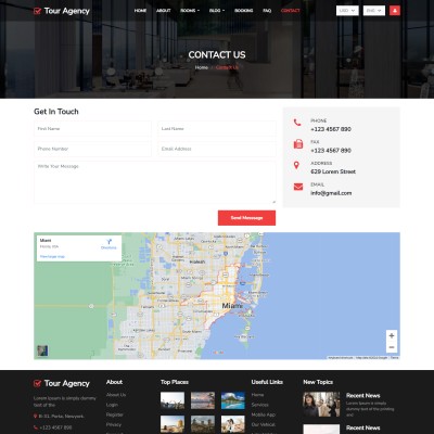 Travel agency template contactus web page