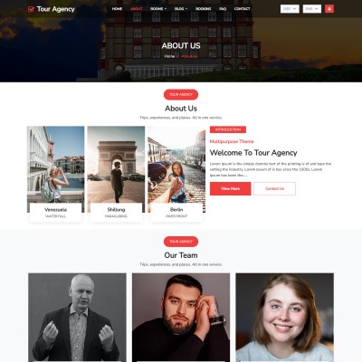 Travel agency theme about us page