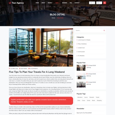 Travel blog details template website