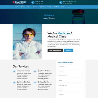 Healthcare facilities and services html bootstrap