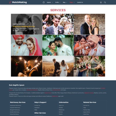 Matrimonial website services page