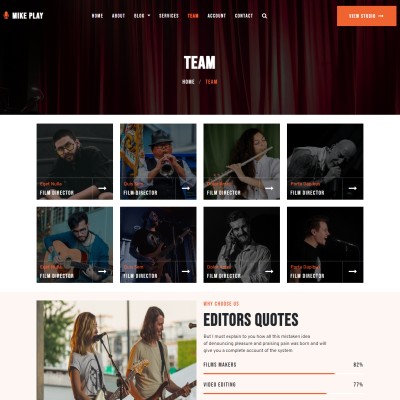 Musicians team profile web template