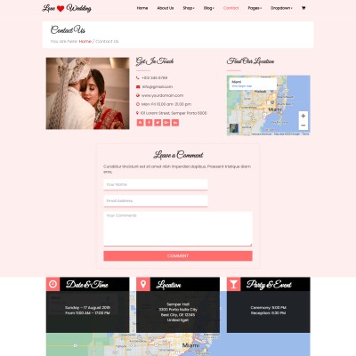 Wedding organiser address page html