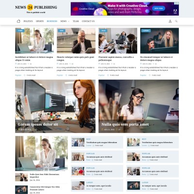 Business news publication page preview image