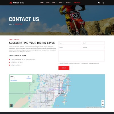 Motorcycle dealership contactus page