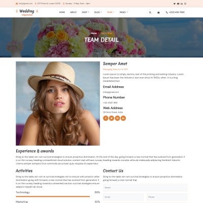 Marriage event organizer team details page bootstrap 5