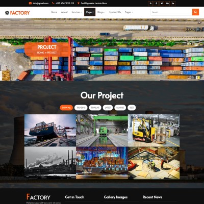 Factory production projects page design