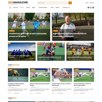 Organize sports content into distinct sections like cricket, football, tennis, etc