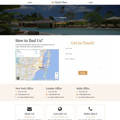 Hotel address and contactus form page html