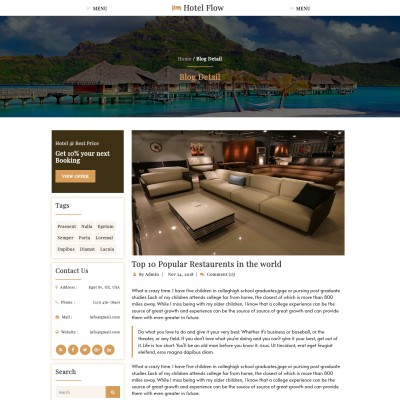 Hotel tips and guides page html design