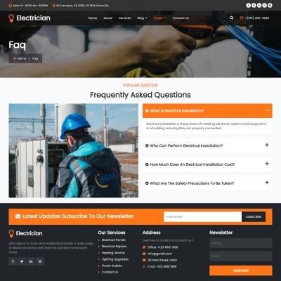 Electrician website common faqs for user