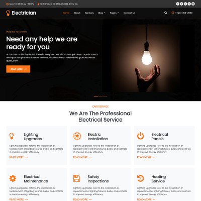 Electrician website template home page